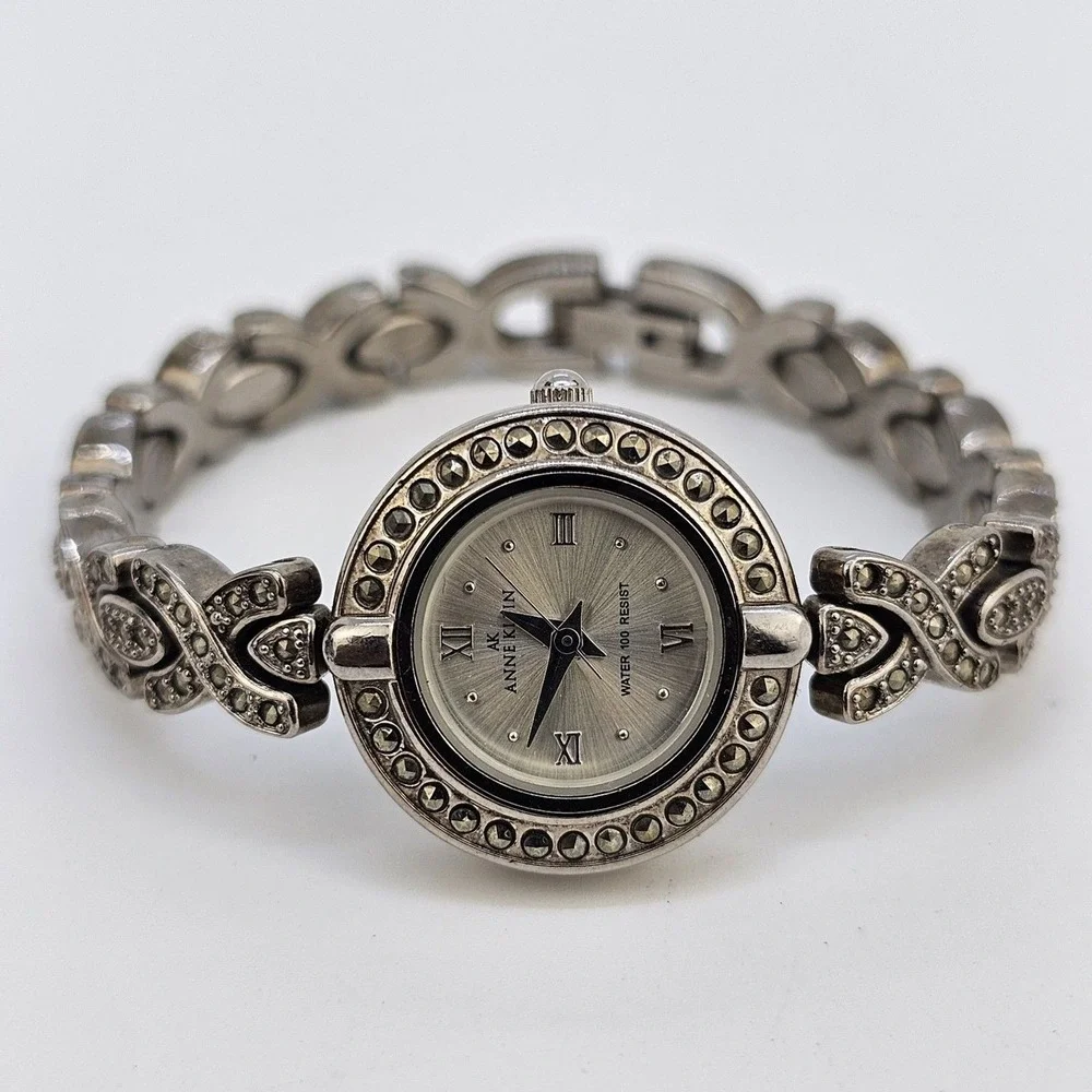Anne Klein Women's‎ Watch 22MM Gray Dial Marcasite Band 5.5